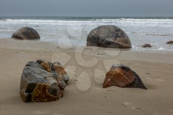 Moeraki Boulders at Koekohe Beach on the Otago coast of New Zealand