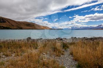Scenic view of Lake Tekapo in the South Island of New Zealand