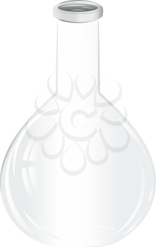 Glass empty bottle, laboratory flask design illustration.