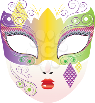 Fashion decorative carnival face mask illustration, masquerade mask design.