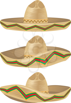 Colorful mexican hat, sombrero straw hat icon.