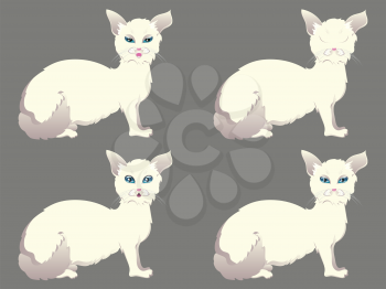 Cute cartoon white cat with stylized blue eyes.