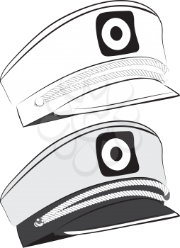 Hat of captain, sailor cap illustration on white background.