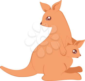 Cute cartoon kangaroo, abstract animal design illustration.