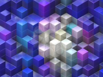 Colorful 3d cubes, boxes abstract design background.