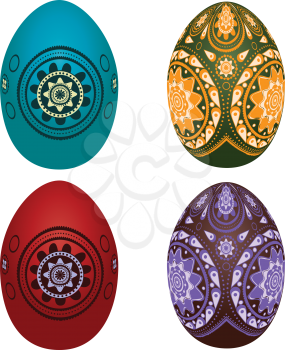 Illustration of colorful easter eggs on white background.