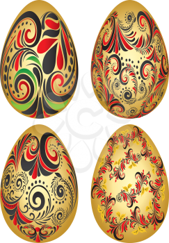 Festive Easter eggs decorated with folk ornaments.