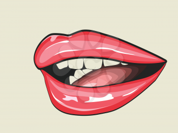 Illustraton of Lips and mouth with tongue.