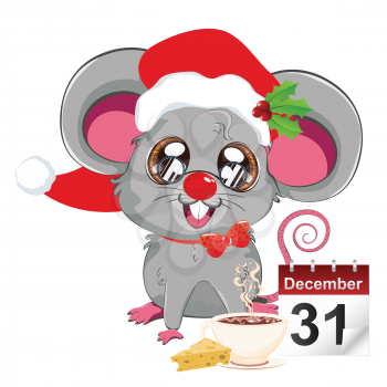 Cartoon kawaii anime santa mouse or rat design.