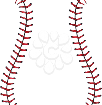 Softball, baseball red lace over white background.