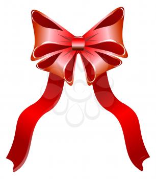 Bright red bow isolated on white background
