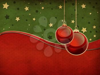 Illustration of retro Christmas background with balls.