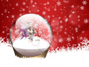 Illustration of fairy inside a snow globe blowing snow out of her hands.