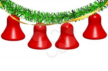 Illustration of christmas bells with decorations
