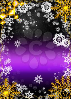 Winter illustration with decorative snowflakes, abstract background.