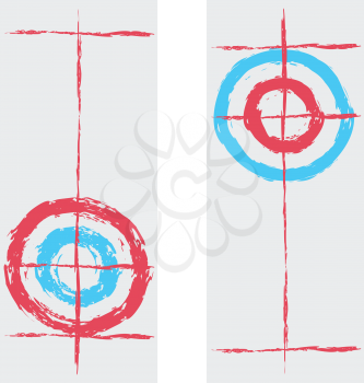 Grunge design of curling ice rings blue and red color.