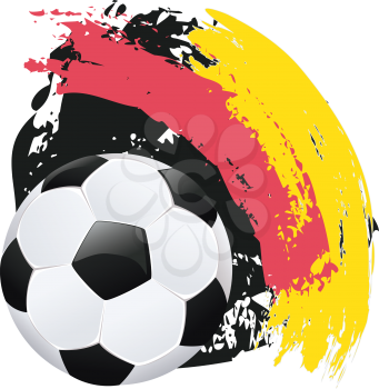 Soccer or Football ball and grunge colorful brush strokes design.