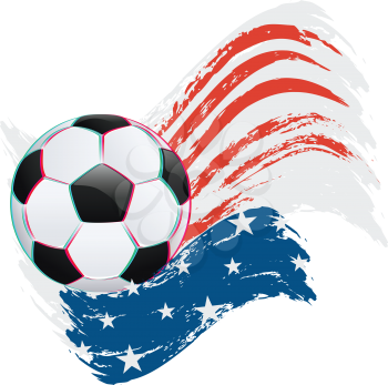 Soccer or Football ball and grunge colorful brush strokes design.