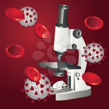 New coronavirus with blood cells and microscope illustration design.
