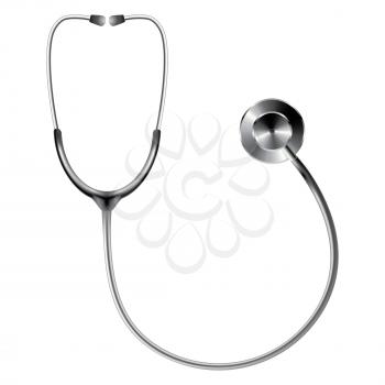Detailed illustration of stethoscope, medical tool design on white background.