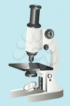 Microbiology, pharmaceutical tool, laboratory microscope detailed illustration.
