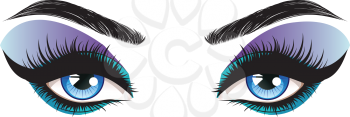 Fashion female blue eyes with decorative makeup illustration.