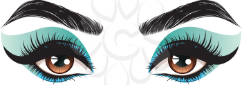 Fashion female brown eyes with decorative makeup illustration.