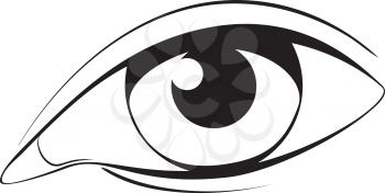 Simple style human eye in black and white design.