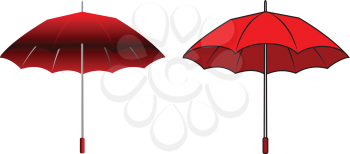 Illustration of cartoon red umbrella on white background.