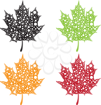 Ornamental leaf silhouette with dots pattern illustration.