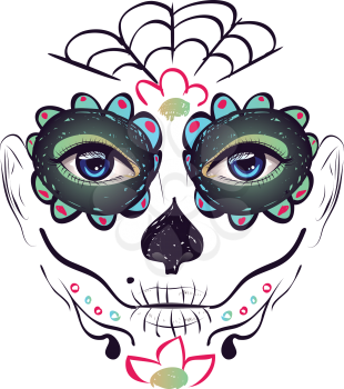 Sugar skull girl face with make up for Day of the Dead (Dia de los Muertos).