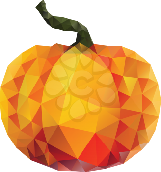 Geometric orange pumpkin illustration on white background.