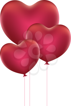 Romantic red balloons in a shape of a heart.