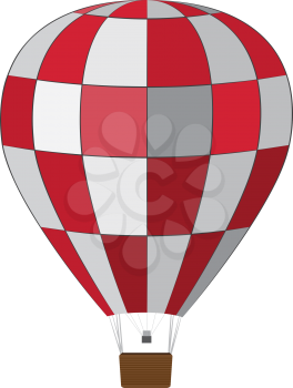 Hot air balloon of red and white colors illustration.