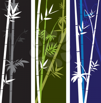 Abstract bamboo branches with leaves grunge illustration.