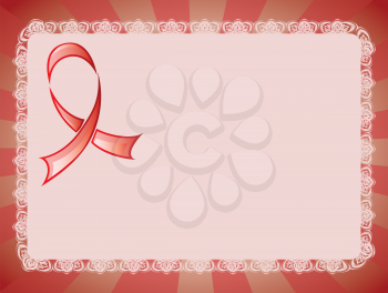 Stylized red support ribbon on abstract background.