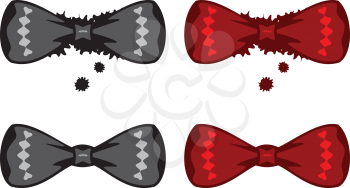 Black and red bow ties on white background.