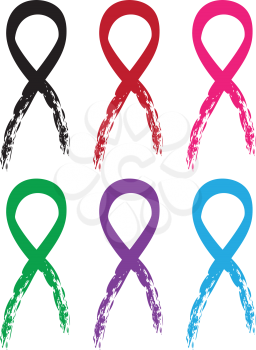 Set of abstract awareness ribbons in different colors.