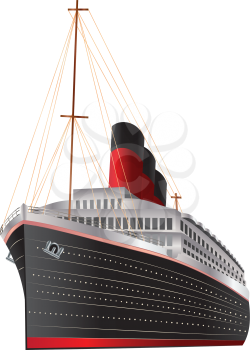 Retro cruise liner illustration on white background.