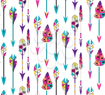 Decorative native arrows with stylized feathers set.