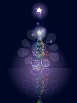 Decorative greeting card design with abstract Christmas tree.