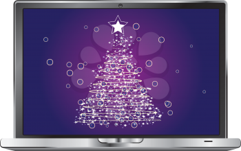 Happy new year or merry Christmas greetings on digital display.