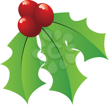 Cartoon simple mistletoe shiny red and green ornament.