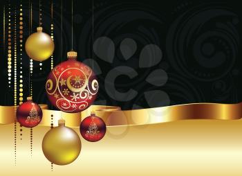 Colorful Christmas balls, decorative ornaments on abstract background.