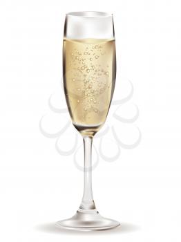 Glass of Champagne illustration over white background.
