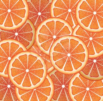 Bright background with juicy grapefruit slices, citrus fruit slices.