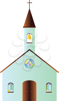Illustration of a cartoon church on a white background.