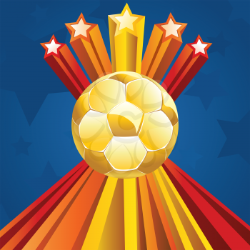 Soccer of football ball on abstract background with 3d stars.