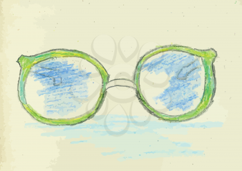 Colorful sketch of stylized sunglasses, hand drawn illustration.