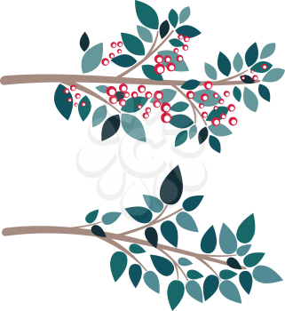 Abstract cartoon tree branch in flat colors.